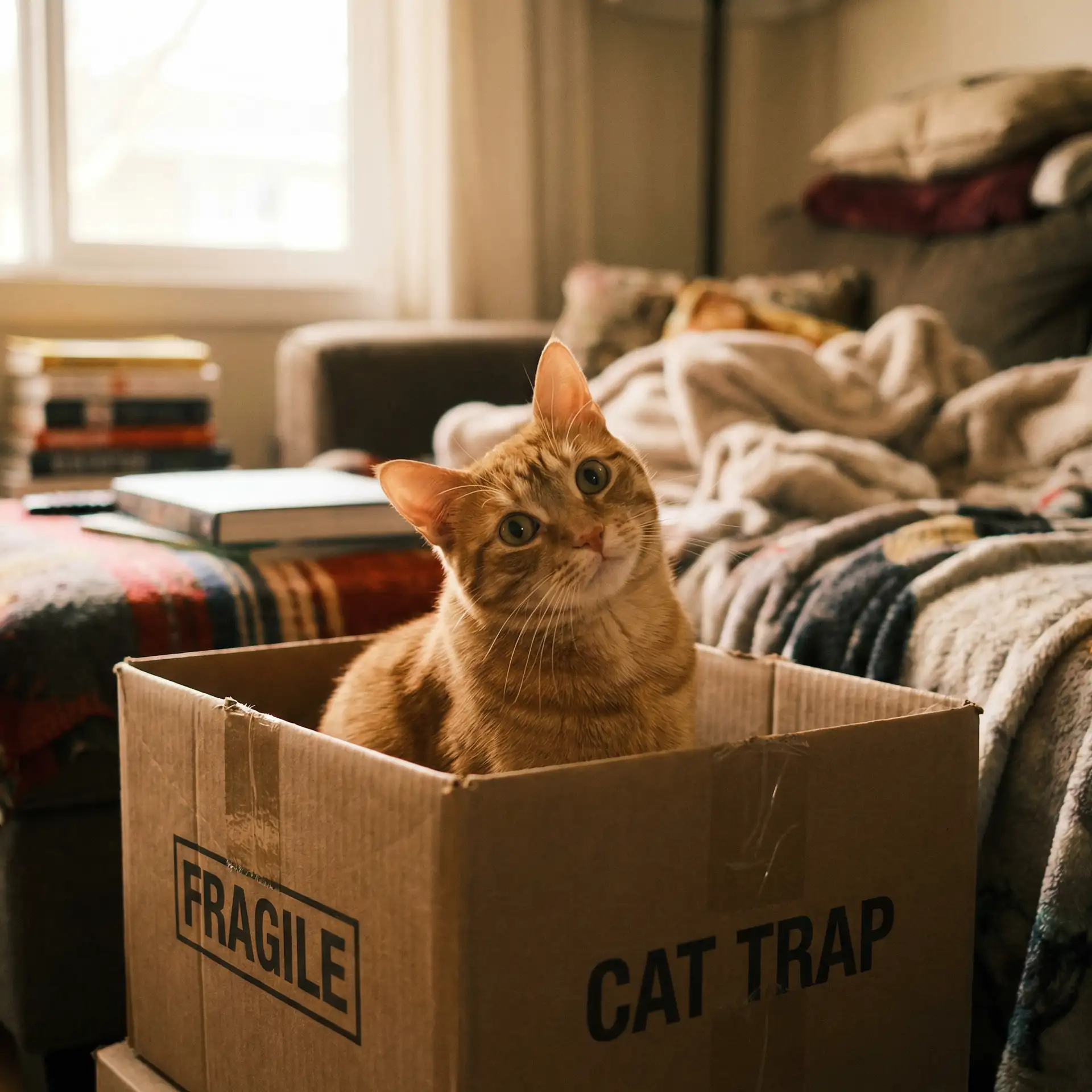 橘猫躲在纸箱里 - iptd-971